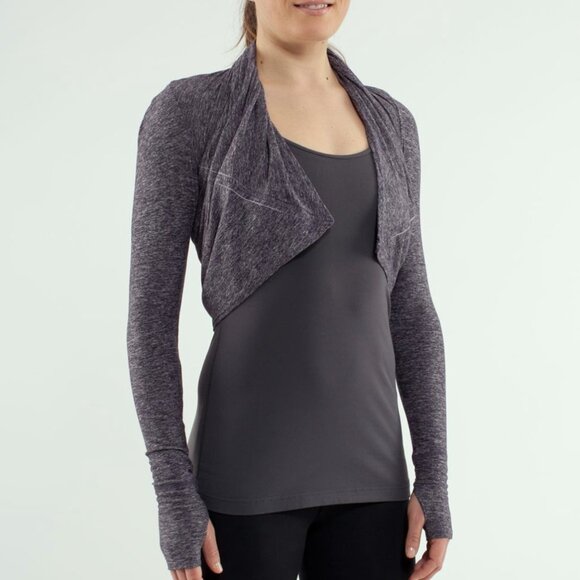Lululemon Rehearsal Top Long Sleeve Gray Tee Heathered Black Swan Thumb Holes 8 - Picture 3 of 9